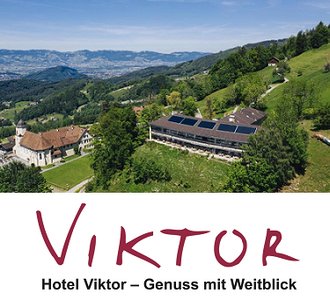 Das Hotel Viktor liegt hoch über dem Vorarlberger Rheintal, inmitten...